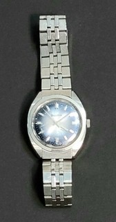 VINTAGE USED PRE OWNED 1970's" BULOVA MENS WRIST WATCH BLUE DIAL SWISS MOVEMENT