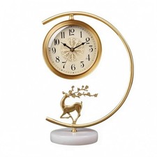 Messing Tischuhr Quarzwerk Hirsch Ornament Uhr goldfarben