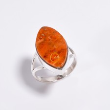 Orange Sponge Coral Ring 925 Sterling Silver Handmade Rings Anniversary Gifts