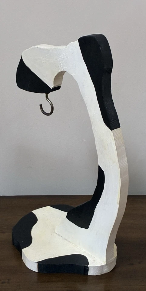 Cow Hoof Banana Holder Hanger Tree Black White Wood Countertop Farm Handmade 15" - Image 2 of 4