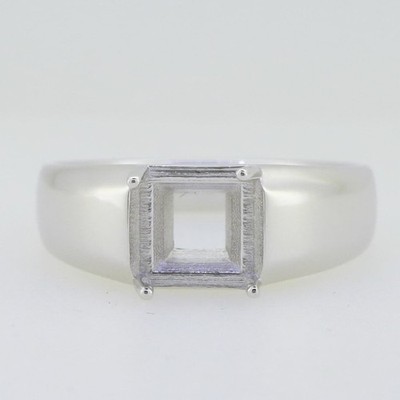 MTO Men's Sterling Silver Semi Mount Ring Setting Asscher SQ 10x10mm sz9