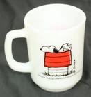 Snoopy Dog Mug I Think Im Allergic to Morning! Milk Glass Vintage Fire King