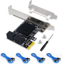 Card 4 Port Expansion, 6Gbps SATA 3.0 Controller Adapter with 4 Cables Low Pro