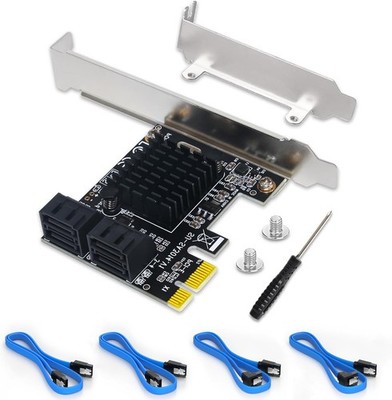 Card 4 Port Expansion, 6Gbps SATA 3.0 Controller Adapter with 4 Cables & Low Pro