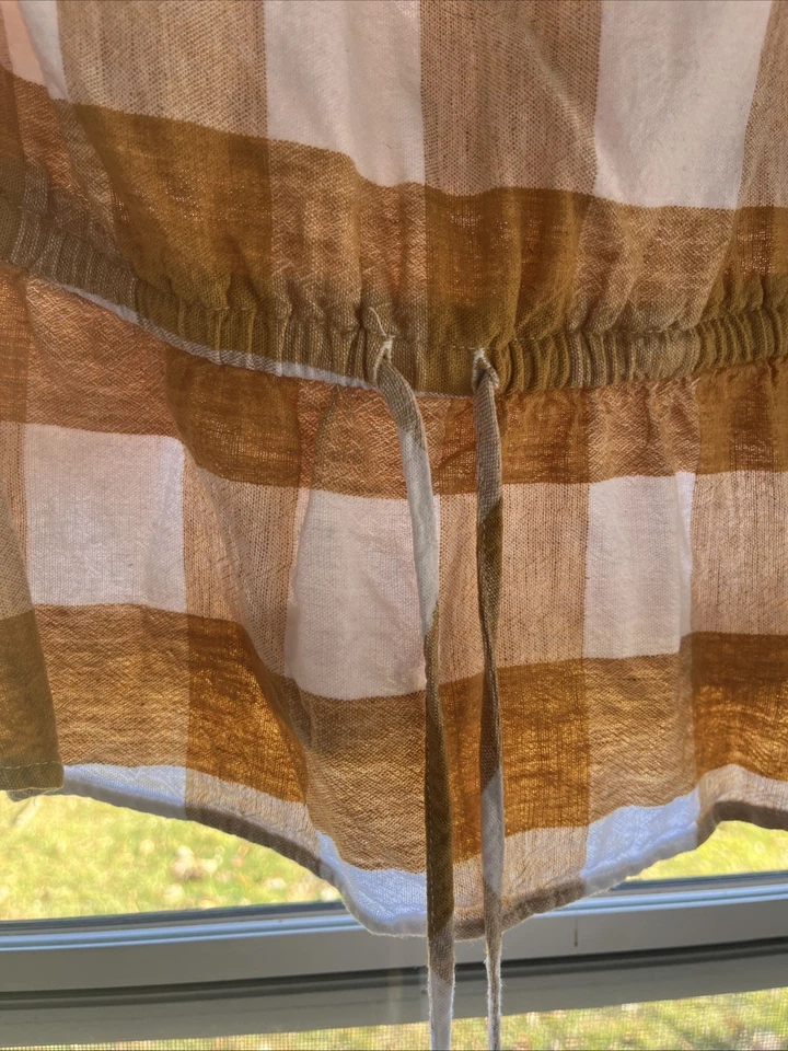 Who What Wear Womens Balloon Sleeve Linen Blend Blouse Size S Yellow Gingham - Image 4 of 4