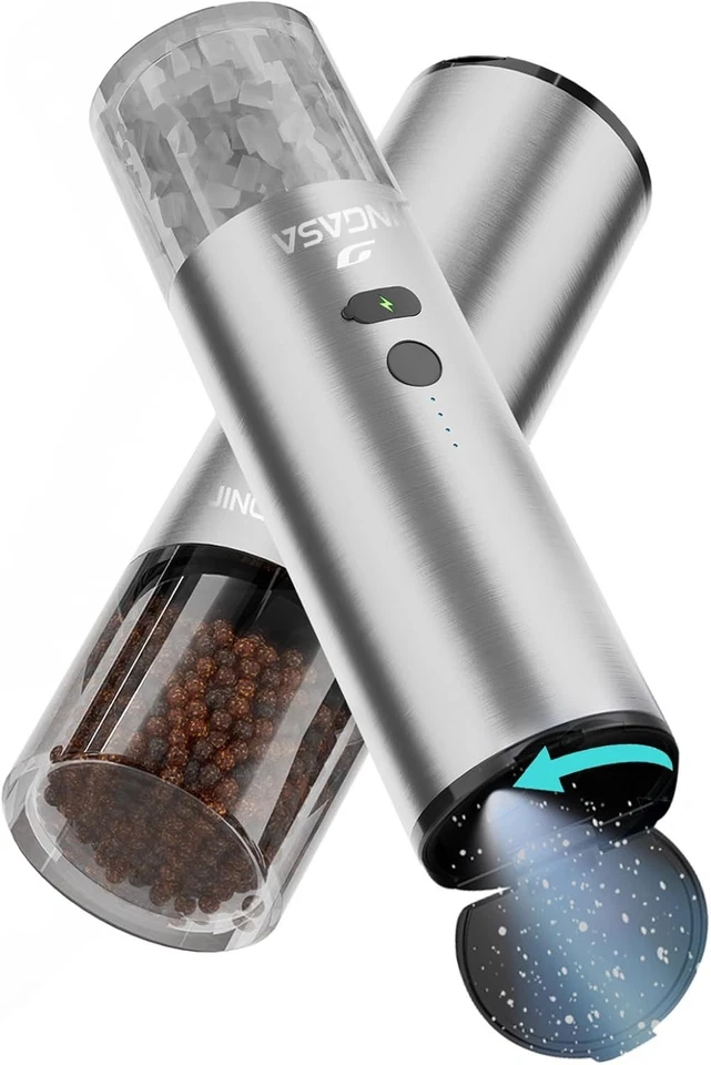 Juego de Molinillo Eléctrico de Sal y Pimienta Jingasa con Gran Capacidad y Recarga USB... Foto 3 de 4