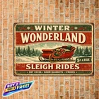 Winter Wonderland Sleigh Tour 2D Front Door Wall Art Vintage Tin Sign