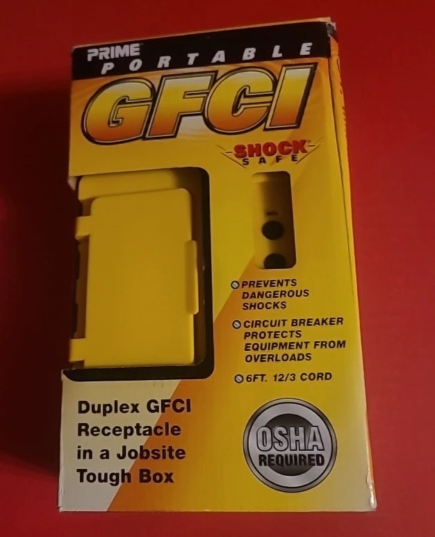 Prime 便携式 GFCI 12/3 6 英尺 15a 接触硬质盒防震安全 OSHA 需要 — 第 2/4 张图片