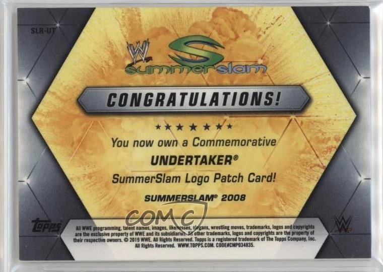 2019 Topps WWE Summerslam Summerslam Logo Patch Card Undertaker #SLR-UT Patch - Image 2 of 2
