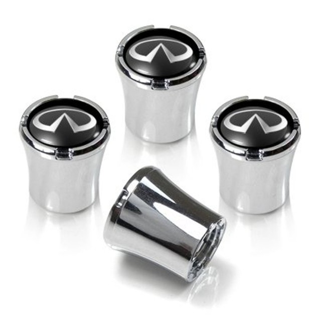 Infiniti Logo Black and Silver Tire Valve Stem Caps Set of 4 MADE IN