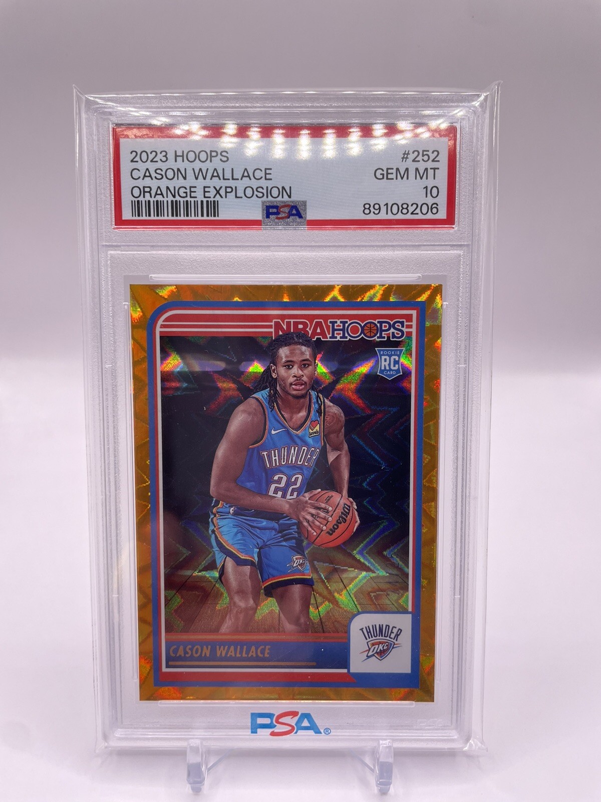 2023-24 NBA Hoops Orange Explosion #252 Cason Wallace, Rookie, 24/25, PSA 10