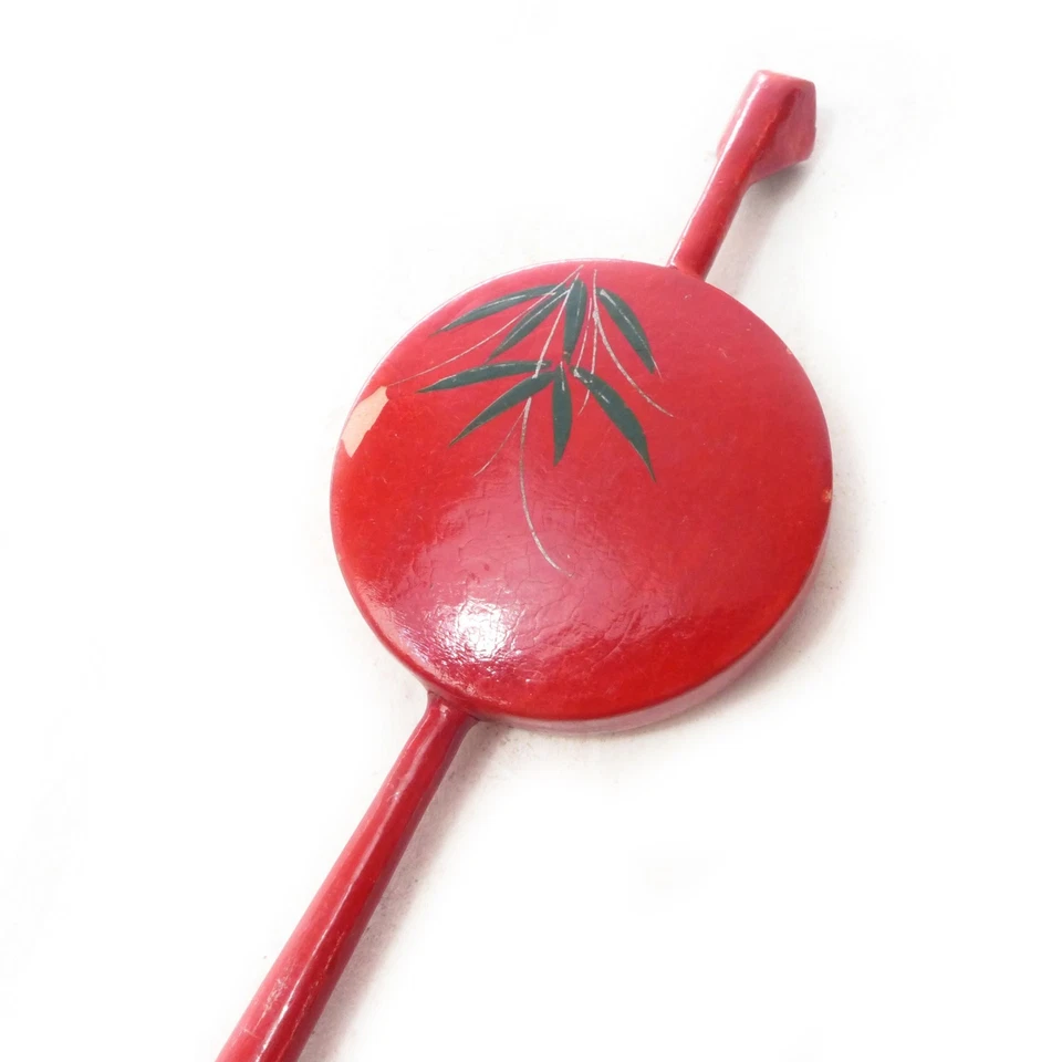 Antiguo Kimono Japonés Kanzashi Novia Rojo Madera Formal Horquilla Palo Foto 4 de 4