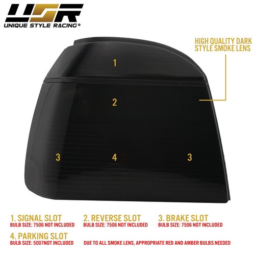 EURO Hella Style BLACK SMOKE Rear Tail Light For 93-99 VW Golf GTi 3 Mk3 III - Picture 6 of 12