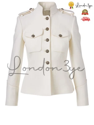 LONDON3YE Giacca donna bianca safari militare ufficiale blazer donna giacche cappotti esercito