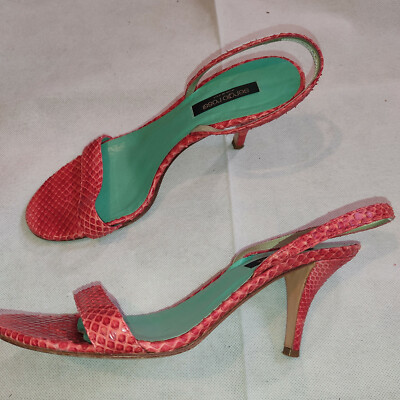 SERGIO ROSSI stylische Slingpumps Snake Optik orangerot Gr. 39 1/2 TOP BI122