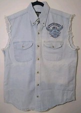 Sturgis Black Hills Rally 2007 Sleeveless Light Wash Denim Biker Shirt Size L
