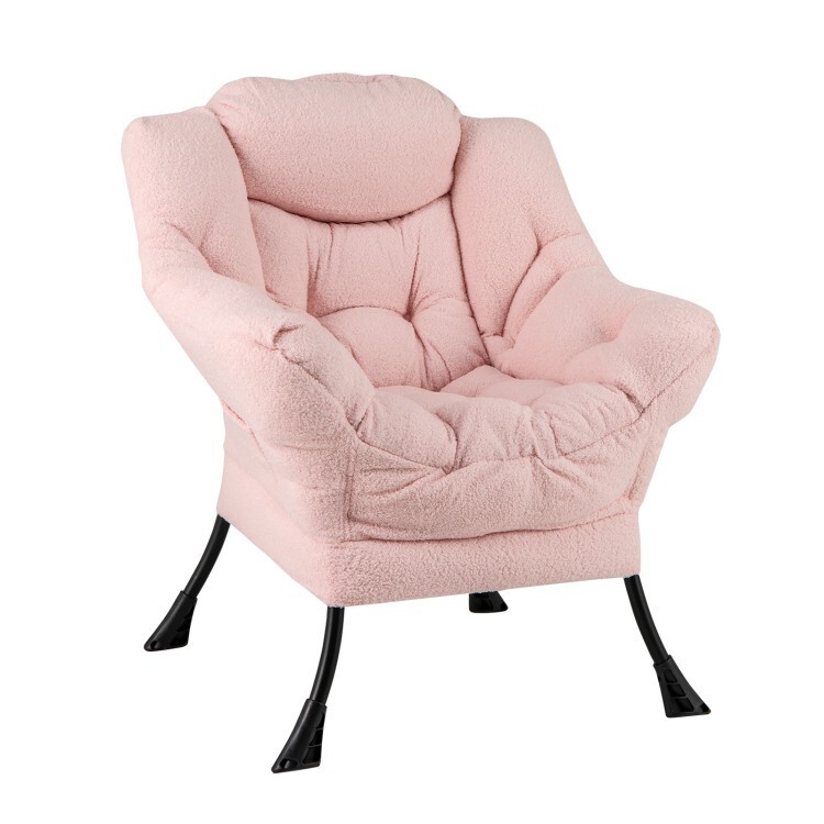 Ergonomic Modern Living Room Sherpa Upholstered Accent Chair w 
