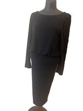 NWT Alice Olivia Sparkling Metallic Black open back sexy Dress ( M )