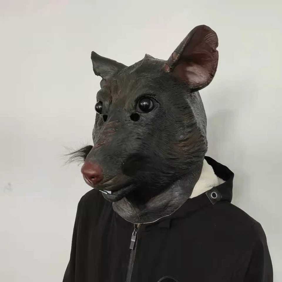 Costume in lattice maschera di Halloween testa di topo copricapo completo cosplay oggetti di scena di ruolo - Immagine 4 di 4