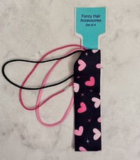 Set Of 4 Fancy Hair Accessories 1 Thick Heart Headband 3 Skinny Color Headbands