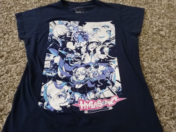 Hypersonic Anime T Shirt Womens Juniors Large Blue Short Sleeve Crewneck Cotton