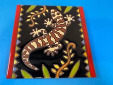 Earthtones 6" x 6" Hand Glazed Art Tile Native American Horned Lizard #7196A