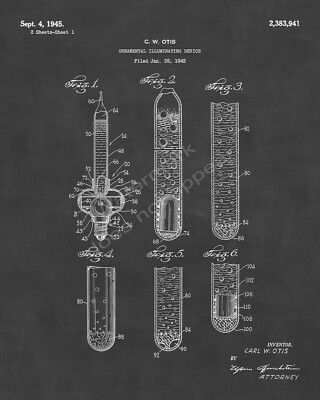 1945 Christmas Tree Bubble Lights Later Version Patent Print - Chalkboard