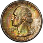 MS66+ 1958-D 25C Washington Silver Quarter, PCGS Trueview- Pretty Mint Set Toned