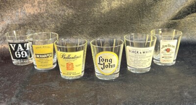 Vintage Kentucky Straight Bourbon Whiskey Rocks Glasses- Set of 6