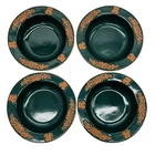 Frankoma Pottery Xmas Holiday Collection Forest Green Salad Soup Bowls Set of 4