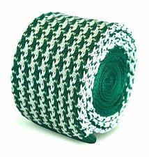 Tricoté Soie Cravate Hommes - Vert Émeraude et Blanc Poule Par Frederick Thomas