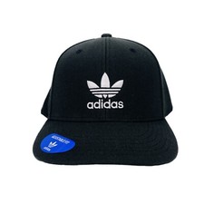 Adidas Trefoil Baseball Flat Brim Snapback Hat Black One Size Fits Most NWT