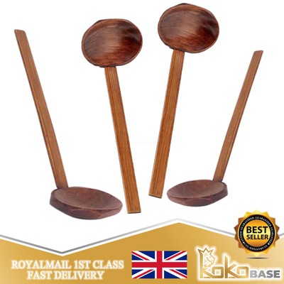 Kokobase 4-teiliges Holzlöffel-Set mit langem Griff - Suppen- & Ramenlöffel im japanischen Stil