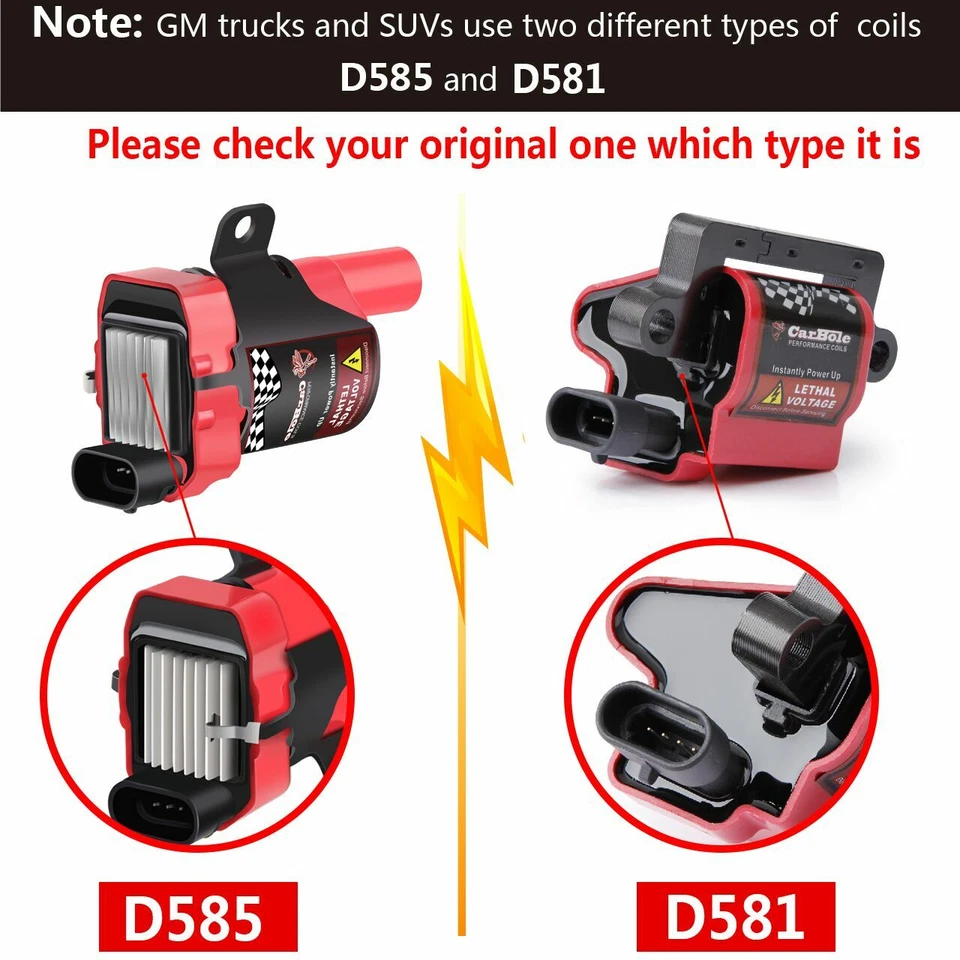 Round Ignition Coil Pack W/Spark Wires for Silverado 1500 Suburban Tahoe 2500 V8 - Image 4 of 4