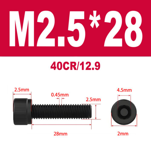 DIN912 12.9 legierter Stahl Zylinderschrauben Innensechskant M1.4-M3 - Bild 74 von 115