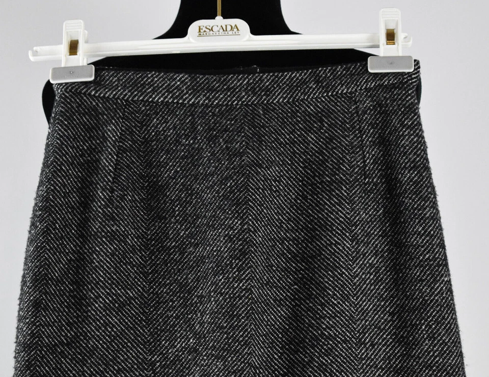 Falda Dolce&Gabbana Talla 40 Negra Gris Espiga Lana Bd Hasta la Rodilla Forrada Italia