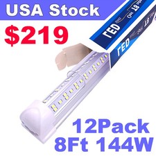 12 Pack 8' 144W T8 Integrated Led Shop Lights Warehouse Garage Ceiling Fixture