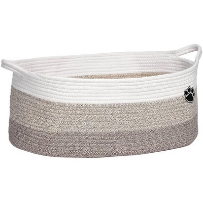 Optish Dog Toy Basket, 30L Box 19.7''l X 11''w X 7.9''h (30l), White-Brown