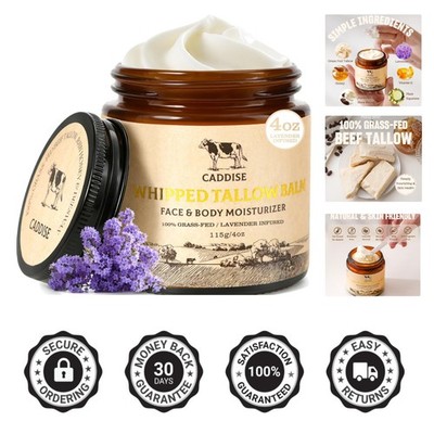 Lavender Whipped Beef Tallow Cream | 4 Oz Nourishing Moisturizer for All Skin