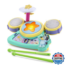 VTech Bluey Hooray Drum Set Kids Musical Toy Bluey Characters Toddler Preschool