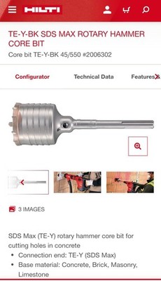 Hilti 1-3/4'' (1-25/32'') Percussion Drill Bit - SDS MAX - New