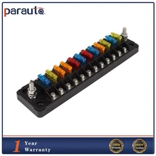 24 Free Fuses Automotive 12 Way Blade Fuse Block Box Holder With Sticker Label
