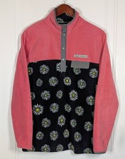 Simply Southern Sweatshirt Womens Medium Pink Black Flower Pullover Daisy Snap