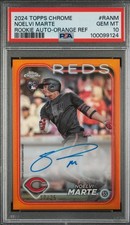 2024 Topps Chrome Noelvi Marte True Orange Refractor RC Rookie Auto /25 Reds