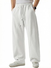 Men Baggy Sweatpants Wide Leg Streetwear Elastic Waist Drawstring Loose Fit A...