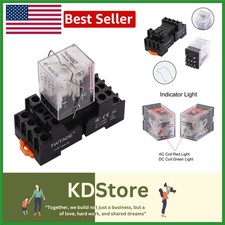 24V 5A Electromagnetic Relay with Indicator Light Socket - 14 Pins 4PDT Design