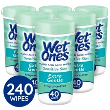 Fragrance Free Unscented Hand Wipes for Sensitive Skin 40 Count Canister Pack of
