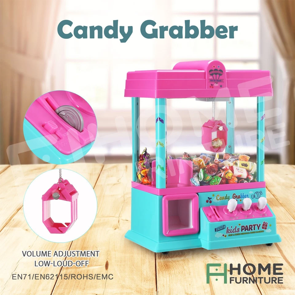 Kids Candy Grabber Machine Children's Vending Arcade Toys w/Sound & Music Pink