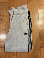 Adidas Athletic Pants Youth Large 14/16 Boys Gray Three Stripes Zip Legs