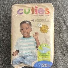 Cuties Complete Care Baby Disposable Diapers Size 7 20 Pack Skin Smart Waistband